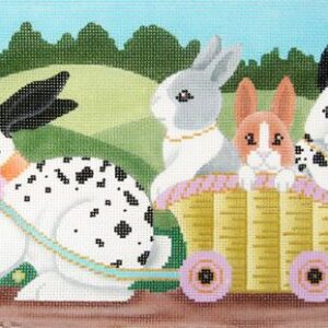Brenda Stofft Bunny with Babies in Cart B-180