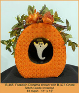 Brenda Stofft Designs Pumpkin Diorama with Ghost Ornament B 465