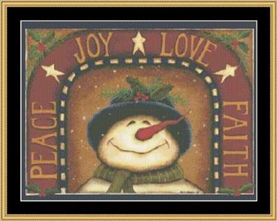 Mystic Stitch Joy, Love, Faith - Snowman