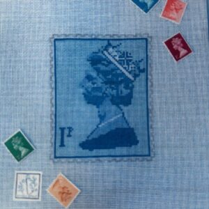 Stitch Style Queen Elizabeth Stamp Blue