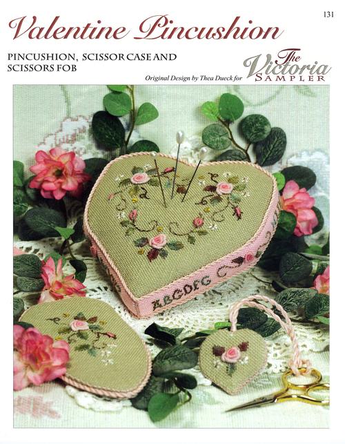 The Victoria Sampler Valentine Pin Cushion, Scissor Case and Fob & Accessory Pack